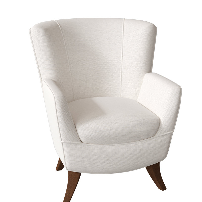 Bethany Upholstered Armchair, Snow Ivory Performance, Honey Birch