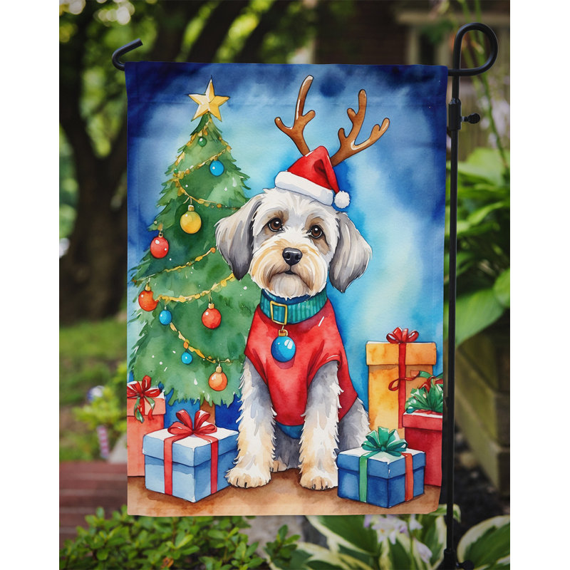 Drapeau de Noël renne de jardin, Terrier Dandie Dinmont