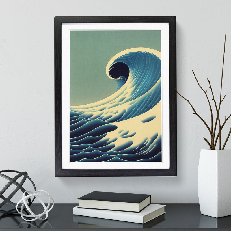 Curl Of The Ocean Wave - Single Picture Frame Print, 64cm H x 46cm W x 2cm D, Black Framed