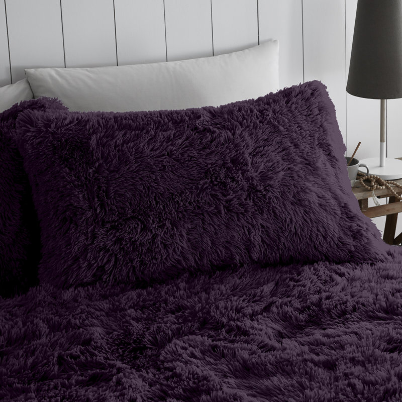 Solid Colour Duvet Cover Set with Pillowcases, Single - 1 Standard Pillowcase, Purple