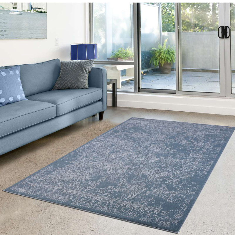 Tapis bleu Rundle, Rectangle 5 pi 3 po x 7 pi 7 po