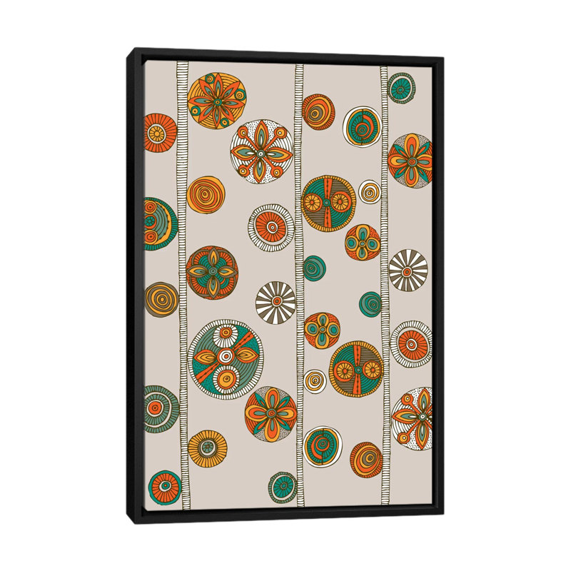 Folk Pattern I, impression sur toile tendue, H 26 po x l 18 po x P 1,5 po, Toile avec cadre noir