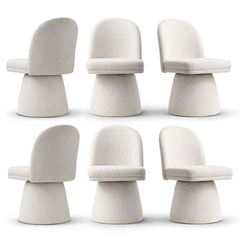 Upholstered Swivel Dining Side Chair, Beige