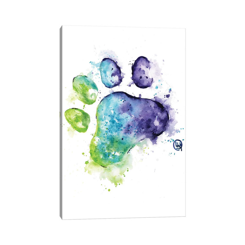 Purple Paw by Lisa Whitehouse - Wrapped Canvas Print, 20.32 cm H x 30.48 cm W