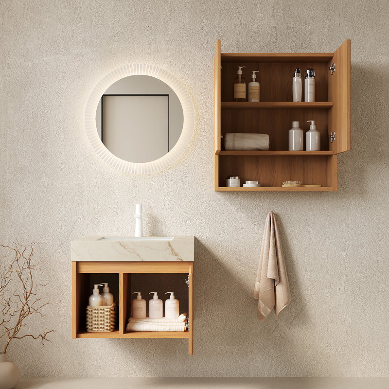 EIDEN 24+TOBI 26 Combo Set,Floating Wall Mounted Bathroom Storage Vanity, Sintered Stone Top, Ceramic Basin, Faucet Holes,Faucet & Drain Excluded