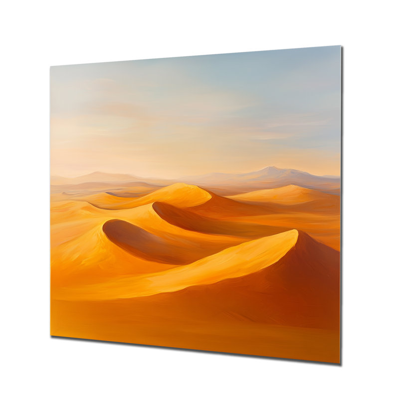 Lumière des dunes ambrées - Décoration murale désertique, impression sur métal, H 36 po x l 36 po