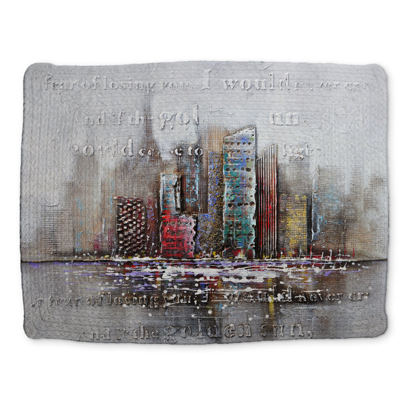 Gray Building Bedroom Braided Polyester Placemat - Cityscape Decor