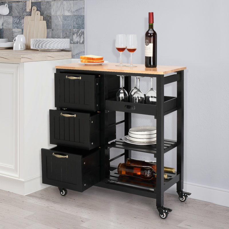 Îlot de cuisine 29,92 po, Noir