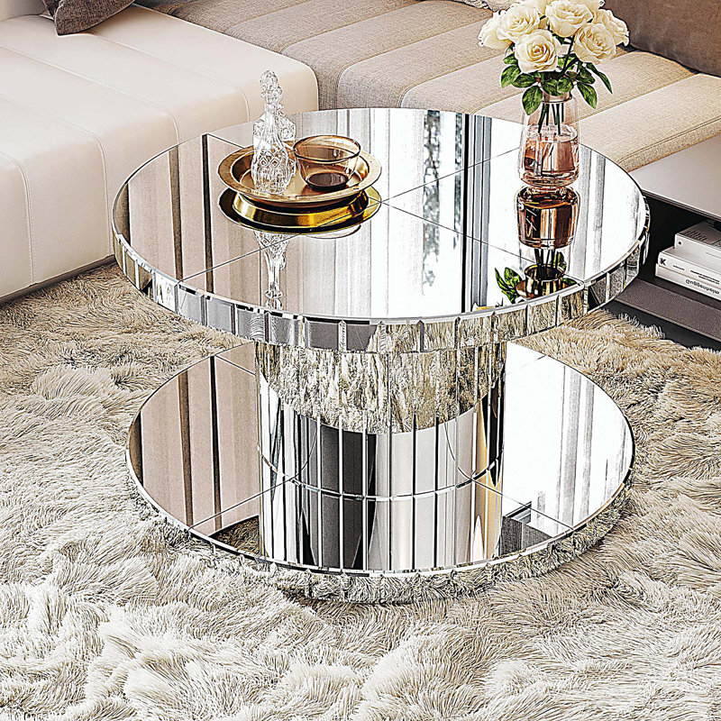 Table basse à miroir à deux niveaux avec miroir