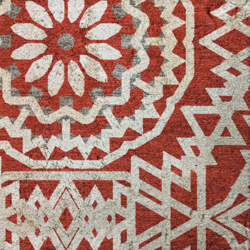 Tapis à poils longs lavable à la machine de qualité supérieure ADS619, Rouge, 10' x 14'