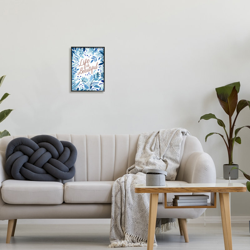 «Life Is Beautiful Blue Wildflowers» par Cherish Flieder - impression, Giclée encadrée noir minuit