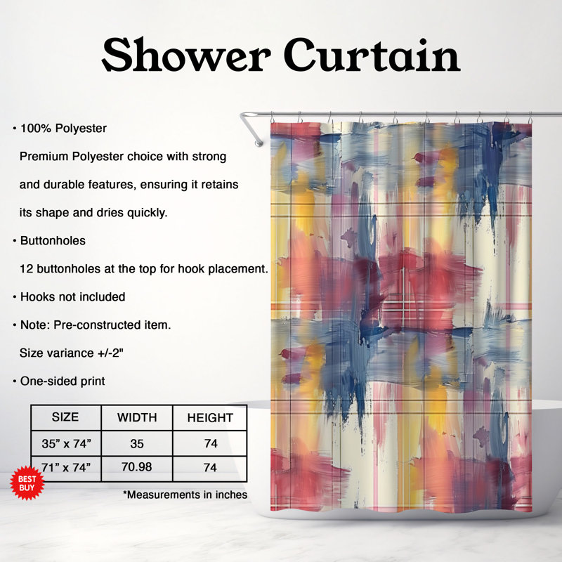Rideau de douche Check Wash - Premium, H 74 po x l 71 po