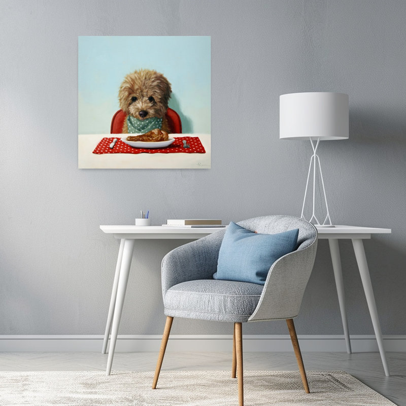 Art contemporain chiot chiot chow, H 24 po x l 24 po