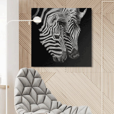 Reproduction de photo sur toile tendue « les deux zèbres africaines » par studio 500