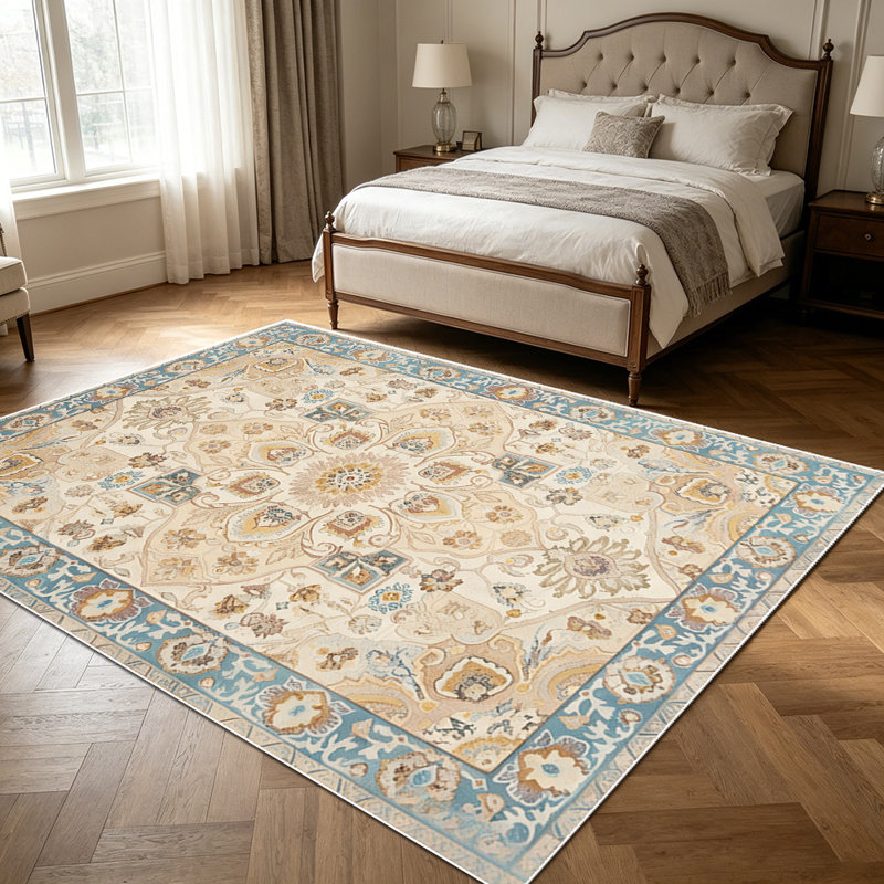 1PC Vintage Persian Floral Medallion area rugs for Living Room, Soft and Comfortable, Suitable for all seasons, easy-to-maintain, machine washable Indoor floor mat, Under Table Farmhouse suitable for dining room, bedroom, home office, entryway,