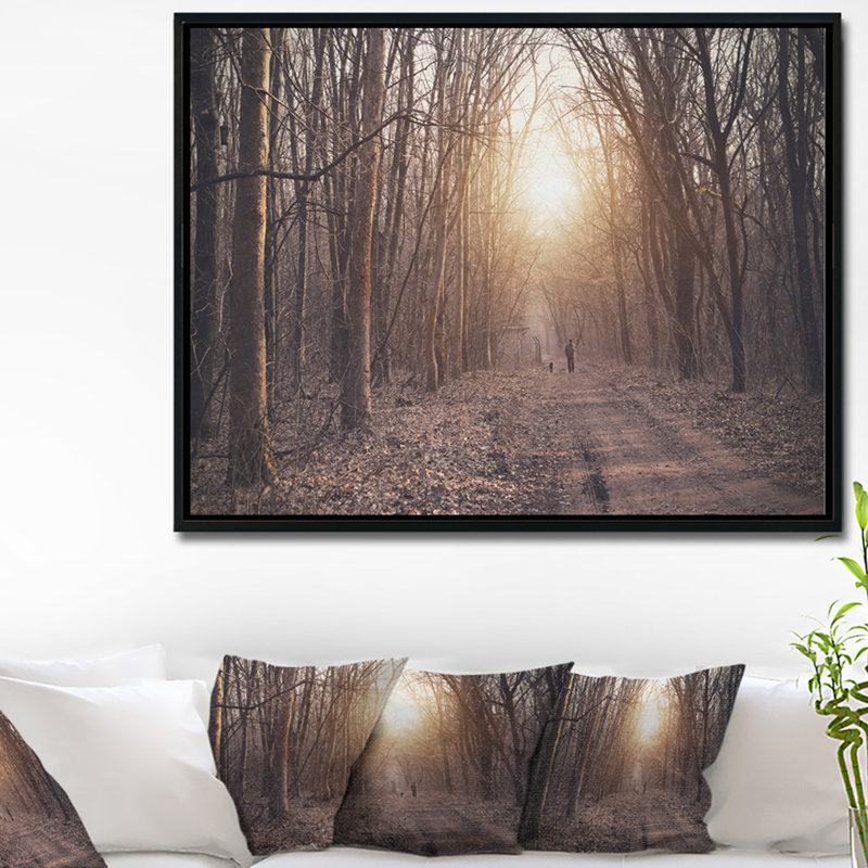 «Forest Pathway View at Sunset», photographie encadrée sur toile, H 28 po x l 60 po x P 1,5 po