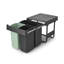 Bac de recyclage en plastique à double compartiment Sort & Go, 2,6 + 2,6 + 5,3 gallons