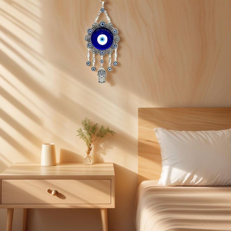 Décoration murale décorative bleue œil du mal avec protection des mains Hamsa