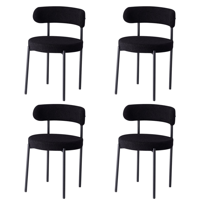 50cm H Teddy Upholstered Metal Side Chair, Black, 4