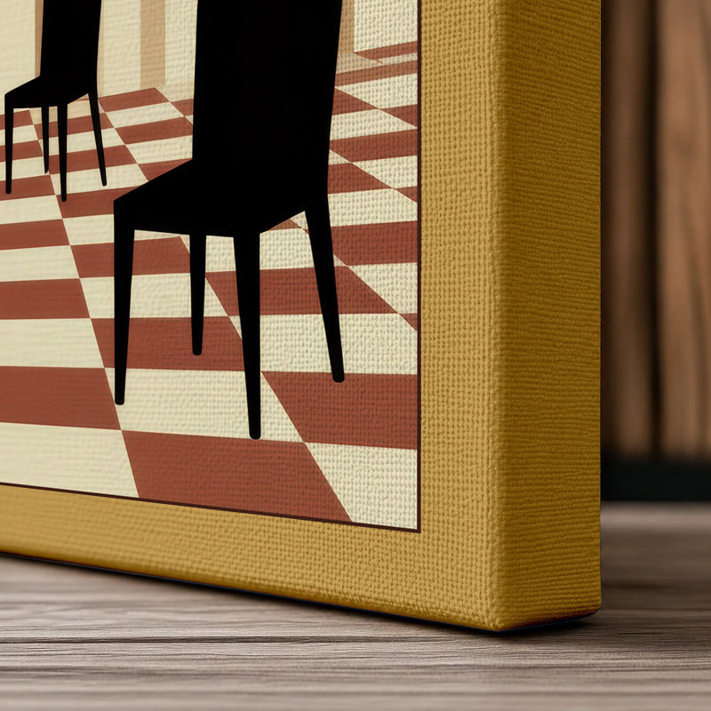 Urban Interior Geometry Art Deco - Wrapped Canvas, 24x16 - 61.0 x 40.6 cm, Ochre Border