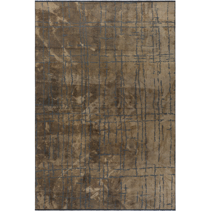 Rapture Abstract Flatweave Mink Brown/Black Area Rug, Rectangle 7'10" x 11'2"