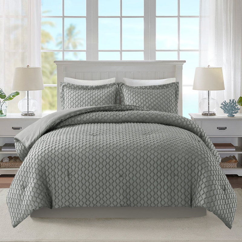 Ensemble d'édredon en microfibre , Grand édredon + 2 taies décoratives standard, Gris foncé