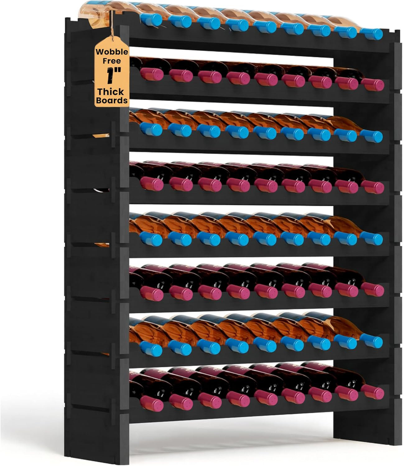 Gracie Oaks 72 Bottle Wine Rack Stackable Bamboo Freestanding(White ...