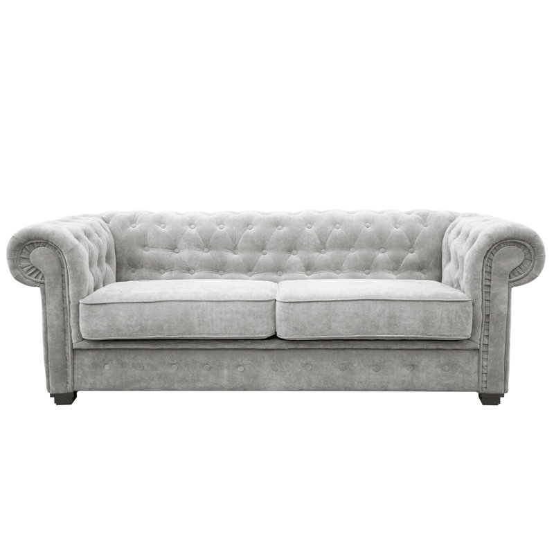 Dunfries 2 Seater Upholstered Chesterfield Sofa, Light Grey