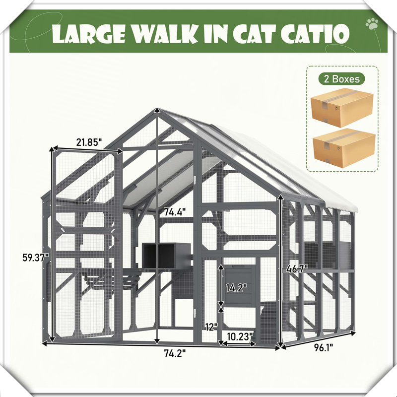 Enclos extérieur en bois avec plate-forme