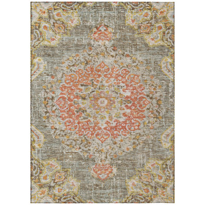 Ornella Brown Washable Indoor-Outdoor Rug - 