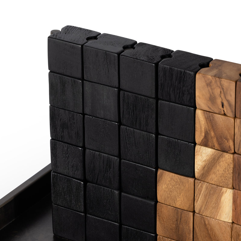 Wesson Four Hands 2 Player Wood and Metal Four in a Row, Natural Guanacaste/Carbonized Black