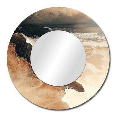 Miroir mural nautique surdimensionné Calming Coastal, Sand and Beige