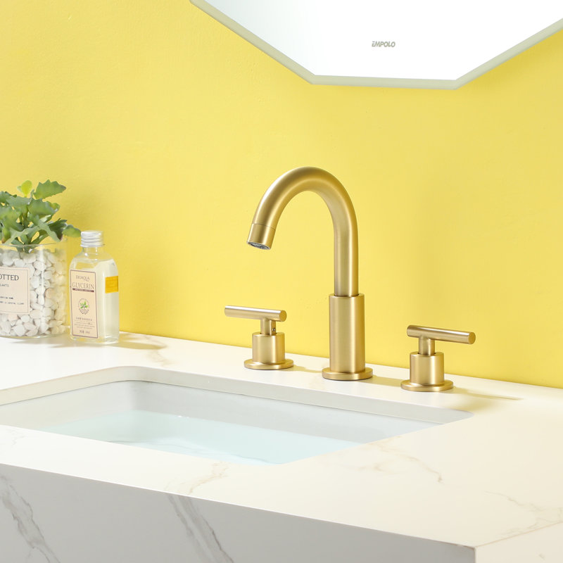 Widespread 2-handle Bathroom Faucet, Brushed Gold