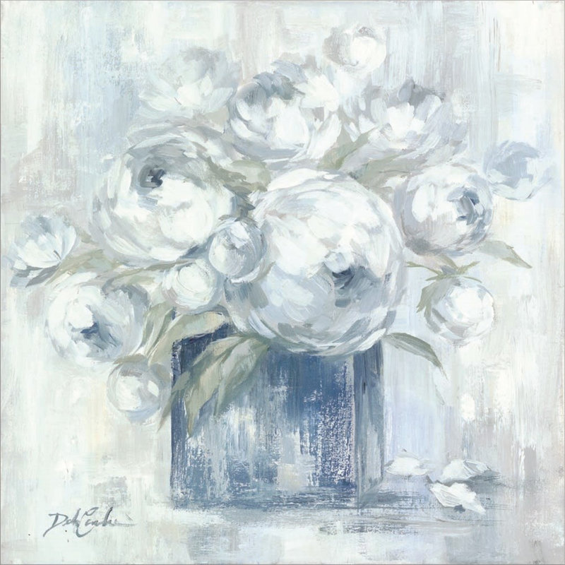 Art mural sur toile, pivoines blanches par Debi Coules