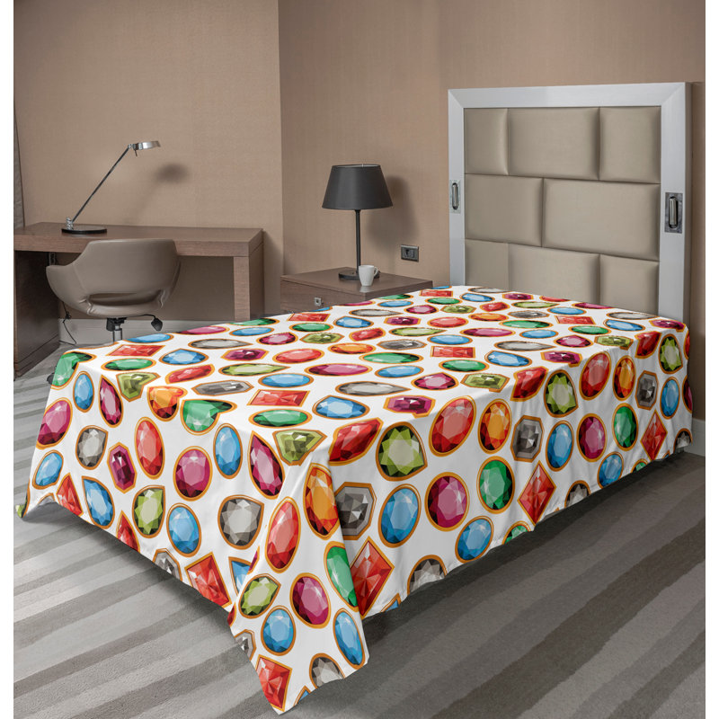 Ambesonne Top Flat Sheet Curving Art, Multicolor Diamond 1, Twin XL Flat Sheet