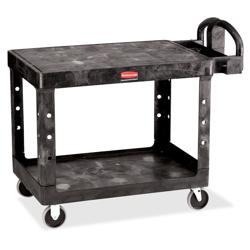 Utility Cart with Wheels, Black/Gray, 38.13" H x 25.25" W x 44" D