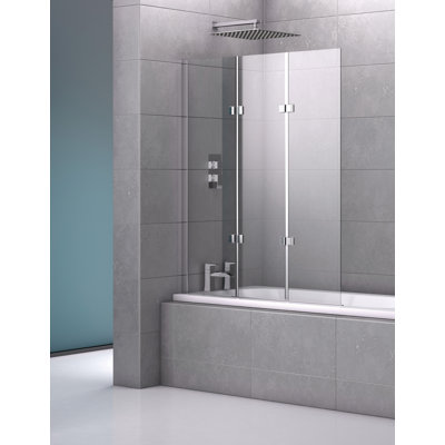600mm W x 1400mm H Hinged Frameless Tub Door with Clear Glass