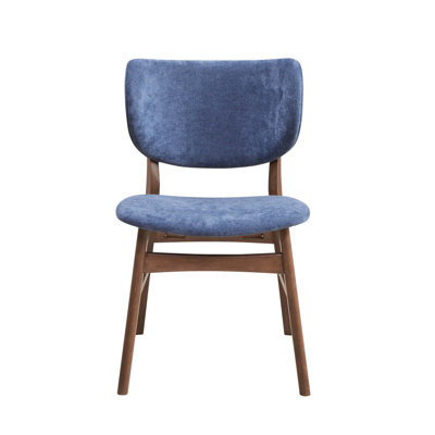 Mid-Century Modern Dining Chairs With Curved Backrest And Comfortable Foam Padding, Set Of 2 In Walnut Finish