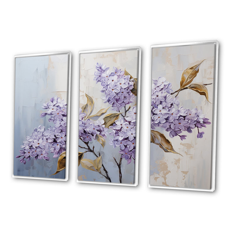 «Pastel Lilac Dreams III - Lilacs», ensemble de reproduction d'art mural, Cadre flottant blanc, H 32 po x l 48 po x P 1 po