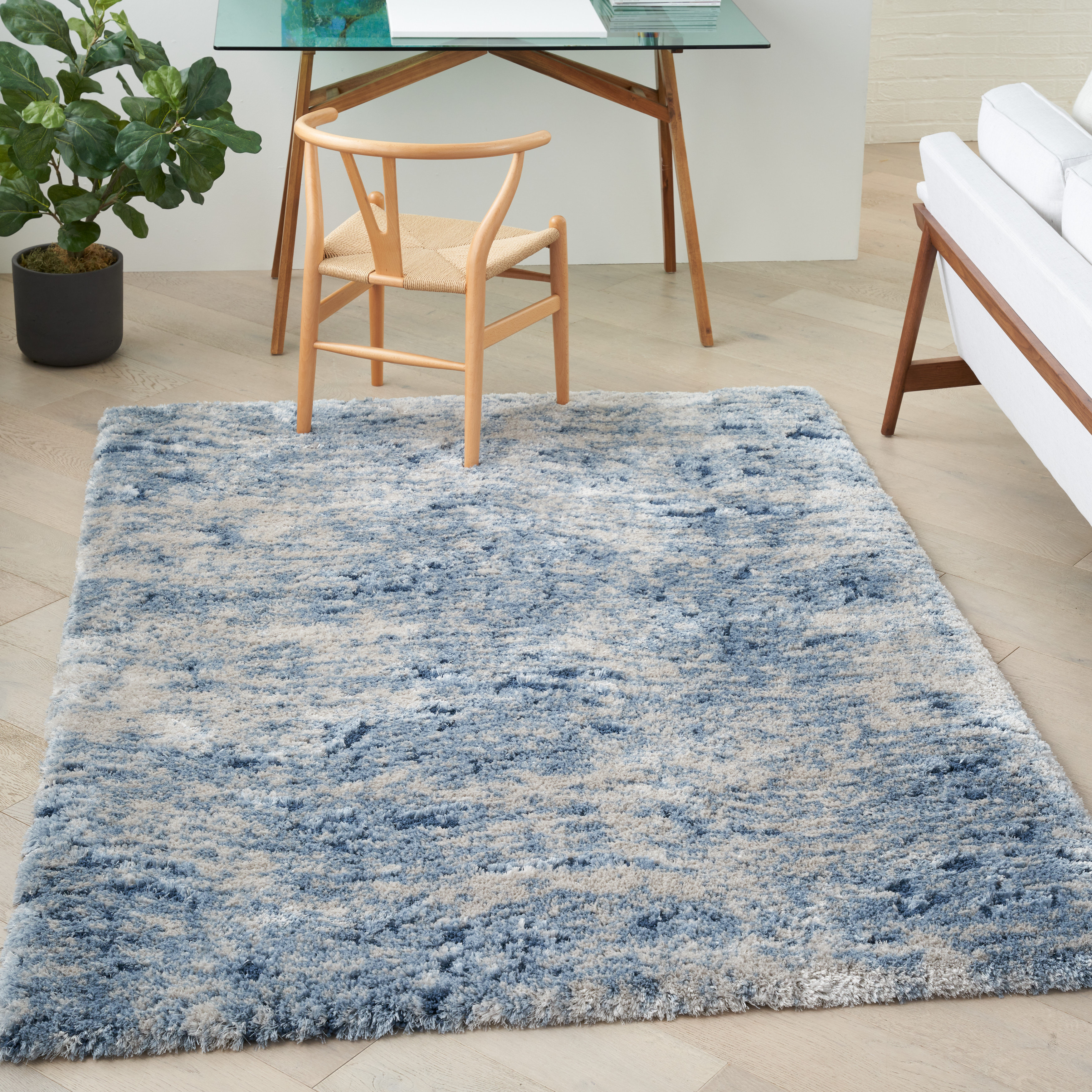 Trent Austin Design® Milsap Dreamy Power Loom Abstract Blue/Ivory Area Rug & Reviews | Wayfair