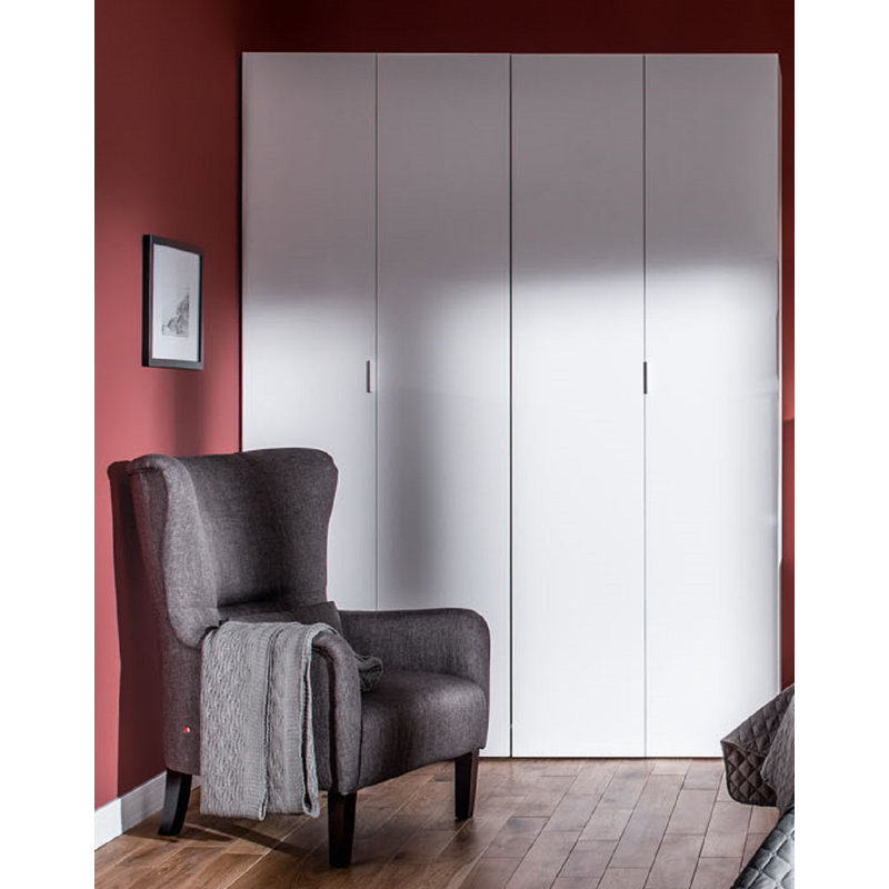 Reba 4 Door Wardrobe, White, 206cm H x 180cm W x 57cm D