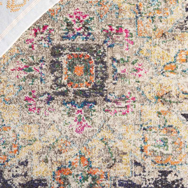 Felty Oriental Black/Gold Area Rug, Rectangle 6' x 9'