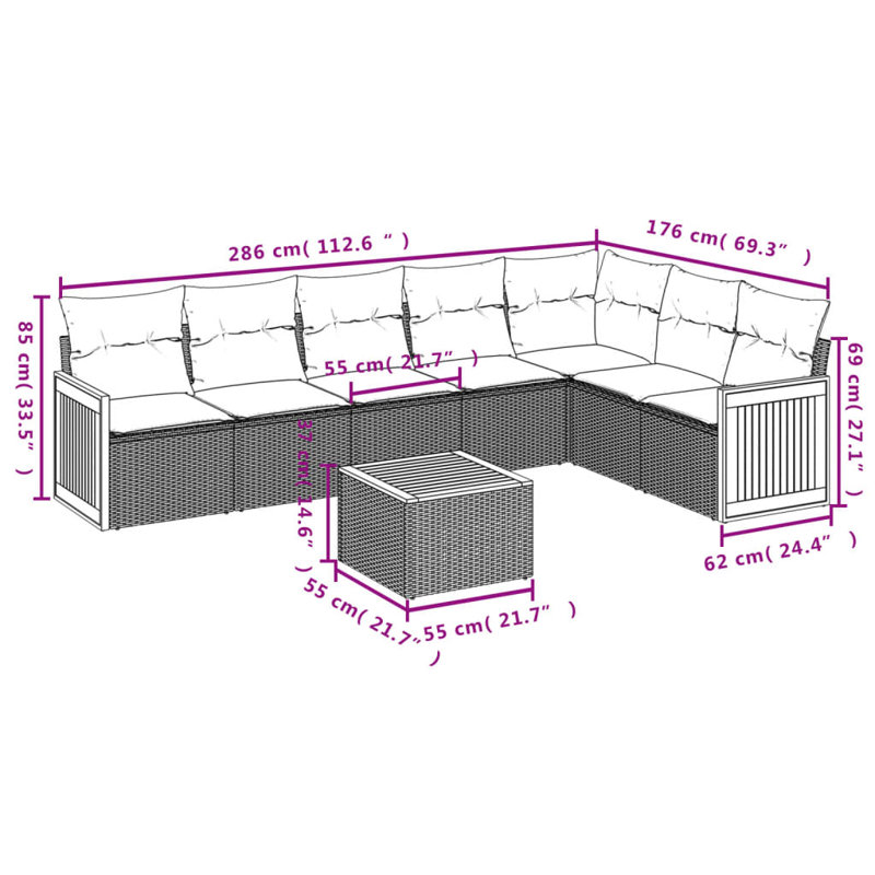 Ensemble de canapé de jardin Vidaxl