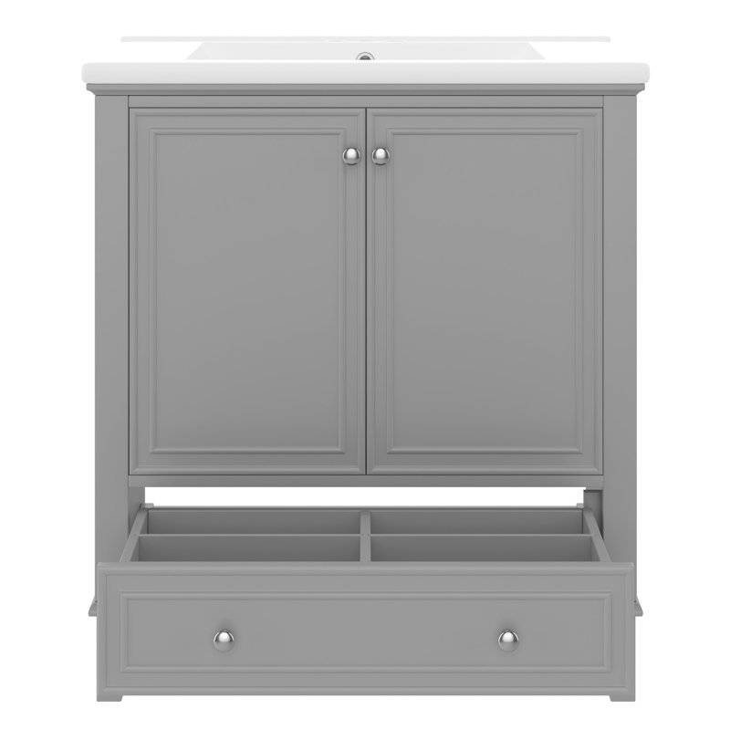 Meuble de salle de bain de 30 po avec lavabo gris - Portes de lavabo et tiroirs modernes