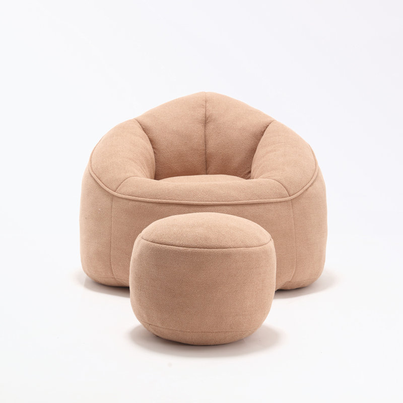 Eryn Barrel Chair with Ottoman, Tan Microfiber / Microsuede