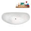 Baignoire autoportante en acrylique blanc brillant 75 ", plateau en bambou, drain-103682434