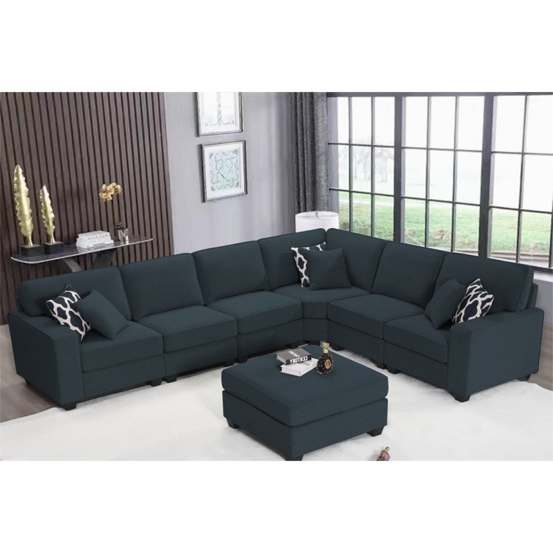 Canapé modulaire 8 pièces Rahyl, Mélange de polyester gris anthracite