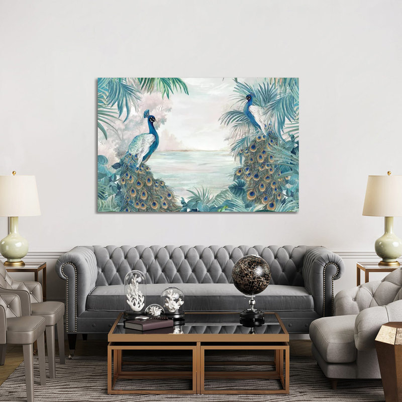 Indian Peafowls - Print on Canvas, Wrapped Canvas, 152.5 cm H x 101.5 cm W x 3.175 cm D