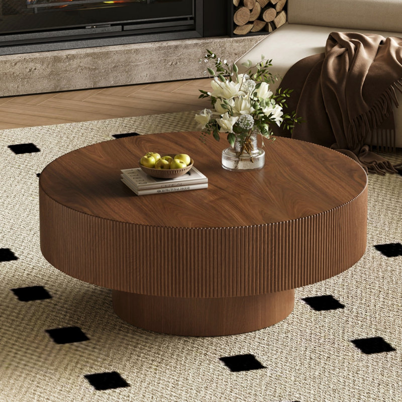 Table basse moderne à piédestal moderne, Noyer
