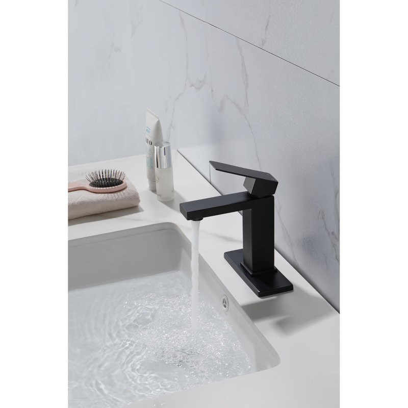 Waterfall Spout Bathroom Faucet In Matt Black Finish, Single Handle Vanity Sink Faucet, Made Of Stainless Steel For Durability, Corrosion And Fingerprint Surface, Quiet Steady Water Flow Material
